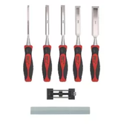 Forge Steel Bevel Edge Chisel Set with Oilstone & Honing Guide